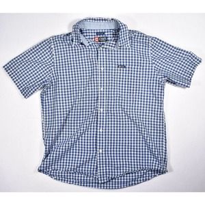 Chaps Polo Shirt Mens Size Large Blue Cowboy Cut Checkered Short Sleeve